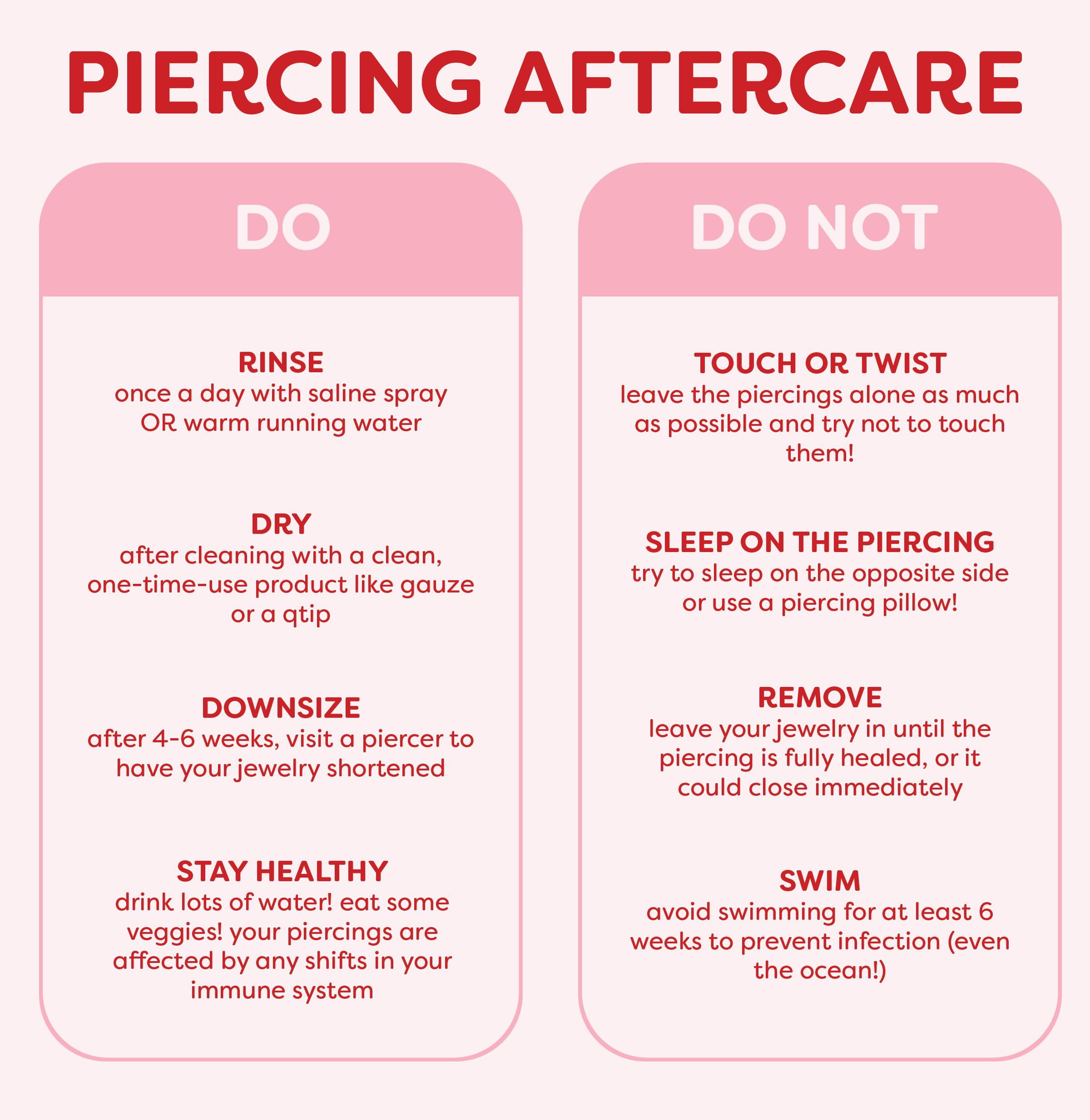 Piercing Aftercare Instructions