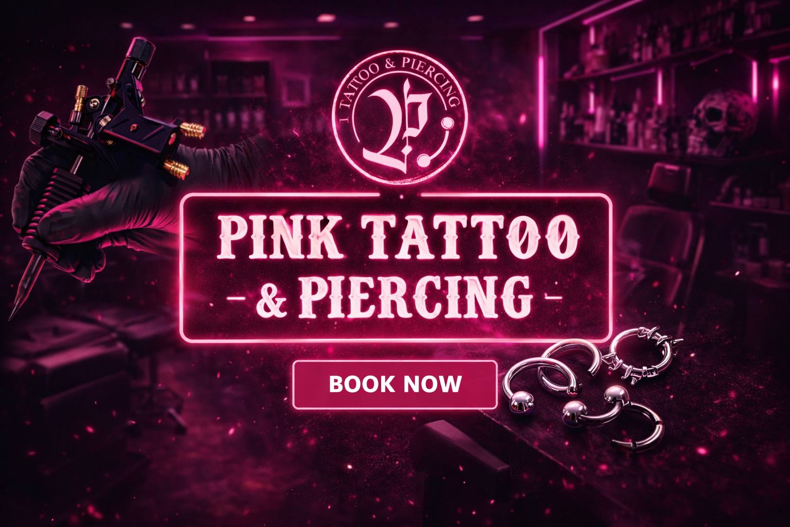 pink tattoo and piercing studio in north finchley london offering profesional tattoo, body piercing and piercing training course